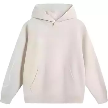 Li Ning Lettered Hooded Comfortable Breathable Universal Loose Sweatshirt Men sweatshirt Off-White AWDU295-6 S