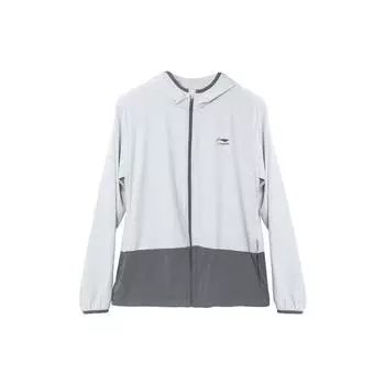 Li Ning Lettered Hooded Zip-Up Long Sleeve Protection Jacket Men Jackets Gray Black LSYU864-1 L