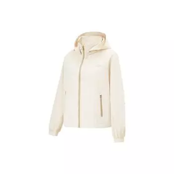 Li-Ning Lettuce Edge Water-Repellent UV-Resistant Solid Color Outdoor Casual Sports Zipper Hooded Long Sleeve Windbreaker Women outerwear AFDU680-3 XXL