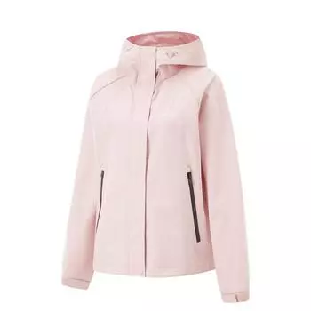 Li-Ning Lettuce Edge Water-Resistant Hooded Letter Print Loose Cycling Camping Windbreaker Women Jackets Light-Pink AFDU940-4 L