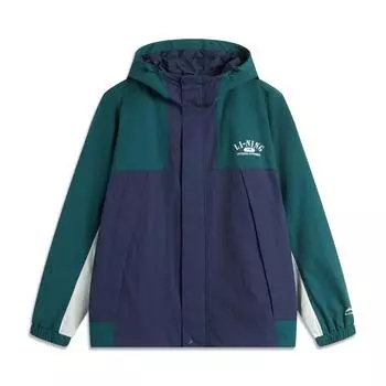 Li-Ning Lettuce Edge Water-Resistant Windbreaker With Hood Unisex Outerwear Reflection-Blue Deep-Navy-Blue Off-White AFDU927-1 XL