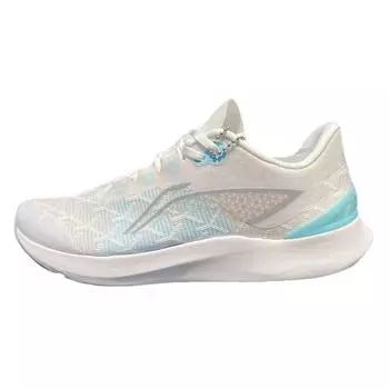 Li-Ning Lightweight Comfortable Versatile Shock Absorption Rebound Low-Top Casual Running Shoes Women sneaker White Blue AGLU240-1 36