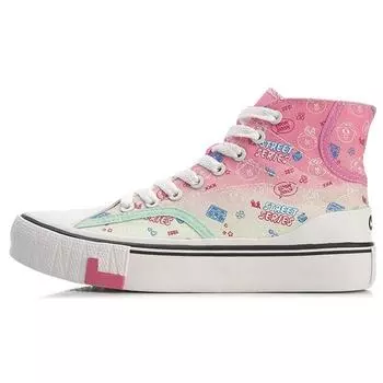 Li Ning Line Friends X Classic High-Top Canvas Sneakers Women Sneakers Purple Red AGCQ594-2 35