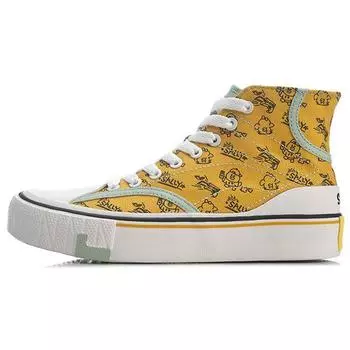 Li Ning Line Friends X Удобные прочные высокие холщовые кроссовки женские кроссовки желтые AGCQ594-1 35