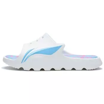Li Ning Lnbb Slide Silent One Strap Sandals Women Sandals White Blue ABTS004-3 36