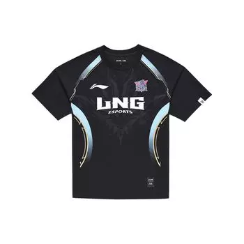Li Ning LNG Team Classic Удобная футболка с принтом и коротким рукавом реглан, классические футболки унисекс, черные ATSU675-1 M