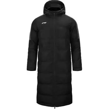 Li Ning Logo Letter Hooded Long Sleeve Cotton Jacket Men Jackets Black AFMR463-1 XL