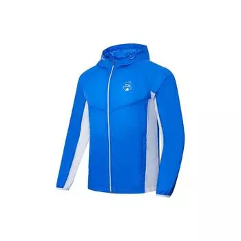 Li Ning Logo Letter Print Color Block Легкая солнцезащитная куртка Мужские куртки Ярко-синие AFDT159-2 M