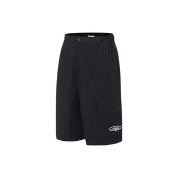 Li Ning Logo Letter Print Loose Straight Casual Shorts Men shorts Black AKST059-2 S