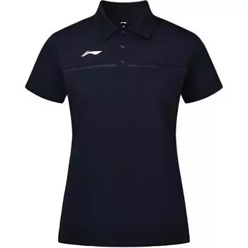 Li Ning Logo Пот-абсорбирующий дышащий свитер-поло для женщин, топы темно-синего цвета APLU072-1 M