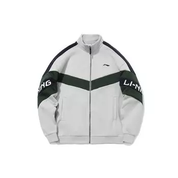 Li Ning Logo Повседневная спортивная куртка с воротником-стойкой Куртка унисекс Микро-кристалл-серый AWDPA41-10 XXXL