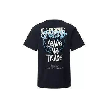 Li-Ning Футболка свободного покроя с коротким рукавом и принтом логотипа, унисекс, черный цвет AHST121-4 XL