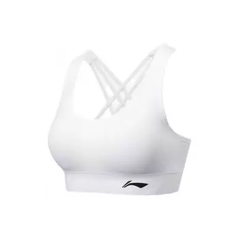 Li Ning Logo Print Поддерживающий фитнес-бюстгальтер для женщин Белый YUBT012-1 L
