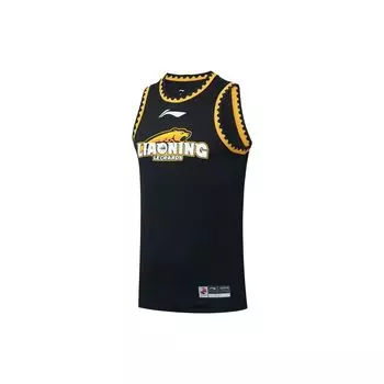 Li-Ning Logo Print Sleeveless Basketball Jersey CBA Liaoning Team Men Tops Black AAYS397-2