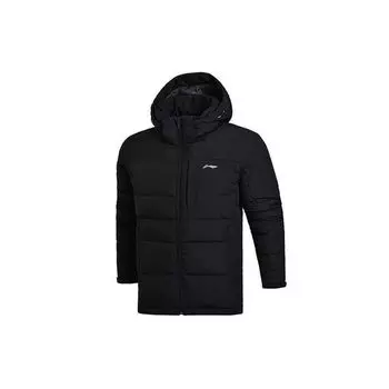 Li Ning Logo Ветрозащитная теплая куртка с капюшоном Мужская куртка черного цвета AYMR255-1 XXXL