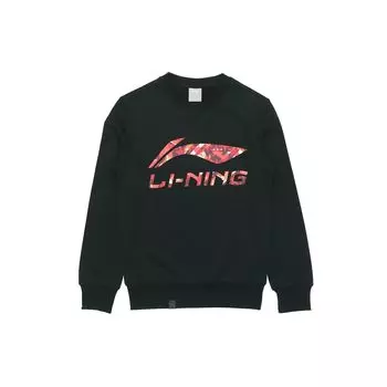 Li-Ning Logo Вышитый вязаный спортивный повседневный пуловер Толстовка с длинными рукавами Мужские топы Черный AWDR607-2 M