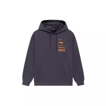 Li Ning Логотип Печать Однотонный свитер Толстовка унисекс Толстовка Темно-фиолетовый Серый AWDS535-5 S