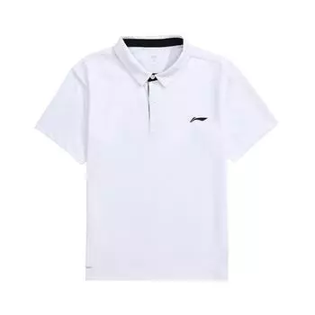 Li-Ning Логотип Письма Повседневный Дышащий Удобный Спортивный Поло с Коротким Рукавом Унисекс Поло Стандартный-Белый APLU801-2 L