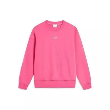 Li Ning Логотип Принт Круглый вырез Свободный Тонкий Спортивный Длинный рукав Толстовка Женская толстовка Флуоресцентно-розовый AWDTC92-3 L
