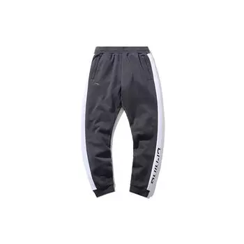 Li Ning Логотип с цветным блоком Повседневные зауженные толстые спортивные брюки мужские брюки холодного песочно-черного цвета AKLPA17-6 M