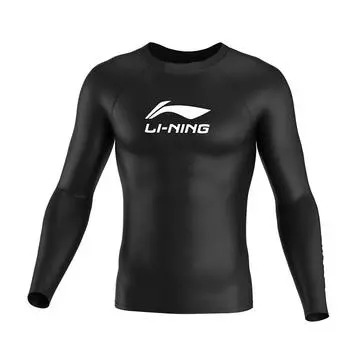 Li-Ning Long Sleeve Set Warmth Anti-Embarrassment Quick-Dry Casual Surfing Swimsuit Men Swimwear Black LSYR693-3 M