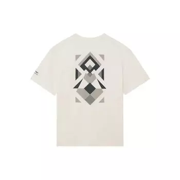 Li-Ning Свободная повседневная футболка с короткими рукавами, геометрическим узором и топами унисекс с карманами Off-White AHSS161-3 XL