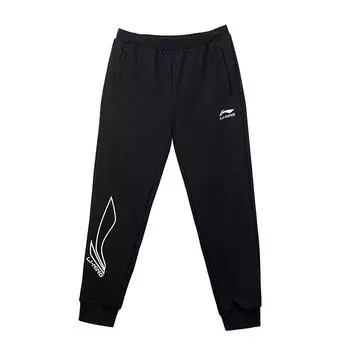 Li-Ning Loose Comfortable Letter Sports Casual Pants Men bottoms Black YKLU331-1 S