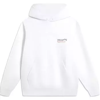 Li-Ning Loose Letter Print Hooded Comfortable Sweatshirt Men sweatshirt Standard-White AWDU013-2 M