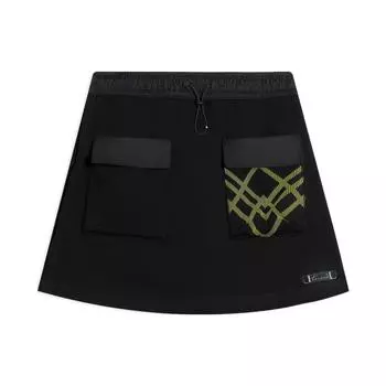 Li Ning Magnificent Bloom однотонная юбка с абстрактным рисунком и завязками на шнурке, женские юбки черного цвета ASKS812-3 M