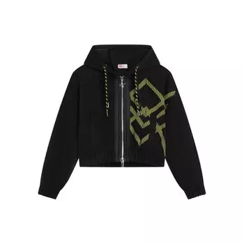 Li Ning Majestic Bloom однотонная куртка с геометрическим рисунком в полоску, капюшоном, застежкой-молнией и длинными рукавами, женские куртки, черный цвет AWDSD32-4 S