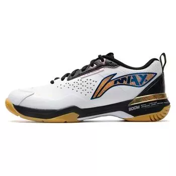 Li Ning Max резиновые удобные универсальные нескользящие дышащие низкие кроссовки для бадминтона унисекс белые черные AYAU003-2 39