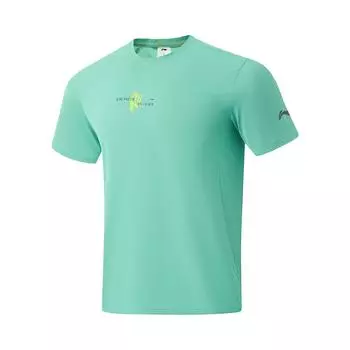 Li Ning Mens Running Series быстросохнущий дышащий свитер с круглым вырезом и коротким рукавом футболка мужская топы мятно-зеленый ATSU059-2 S