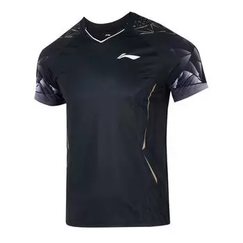 Li Ning Международная Серия Соревнований Спортивная Повседневная Минималистичная Футболка с Коротким Рукавом в Стиле Колорблок Унисекс Топы Черный AAYV021-1 S