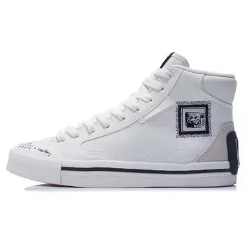 Li Ning Mickey X Keith Haring Collaboration High-Top Skate Shoes Men Skate Shoes White Black AECR061-4