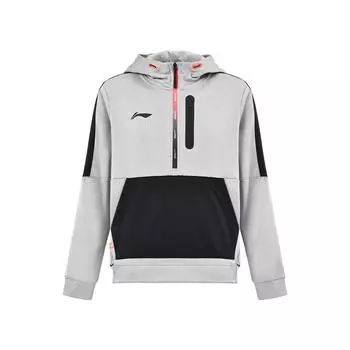Li-Ning Minimalist Fashionable Vibrant Color Block Comfortable Soft Hoodie Unisex Hoodies Floral-Gray AWDUB85-2 M