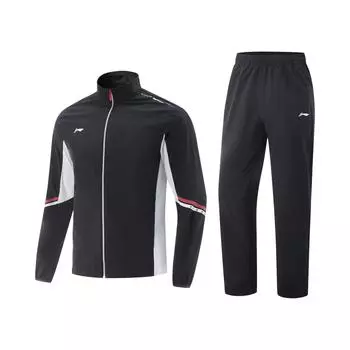 Li-Ning Minimalist Stand Collar Zipper Color Block Top Comfortable Versatile Mid Waist Long Pants Casual Sports Suit Unisex suit AWBV021-1 M