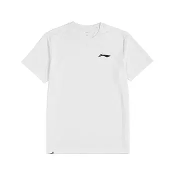 Li-Ning Модная минималистичная футболка с коротким рукавом, с принтом букв логотипа бренда, повседневная, дышащая, удобная, спортивная, унисекс, топы, стандартная - белая ATSV677-2 L