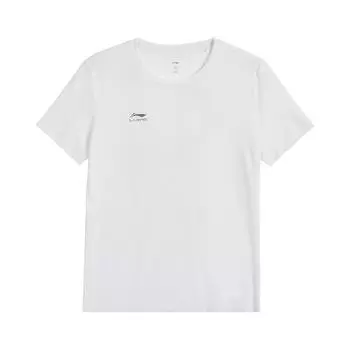 Li-Ning Модная Простая Универсальная Однотонная Повседневная Дышащая Удобная Спортивная Футболка с Коротким Рукавом Женская Футболка Стандартная-Белая ATSV652-2 S