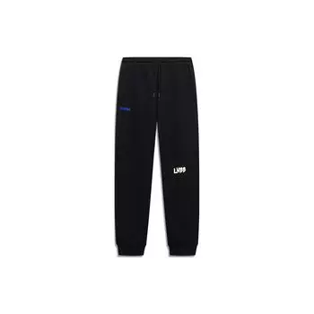 Li-Ning Модная серия однотонных повседневных трикотажных спортивных брюк с буквенным логотипом, мужские плавки черного цвета AKLT555-2 L