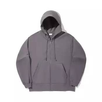 Li Ning Модная спортивная серия Однотонная толстовка с капюшоном на молнии Удобная дышащая Универсальная свободная толстовка Унисекс Светло-серая AWDV715-4 M