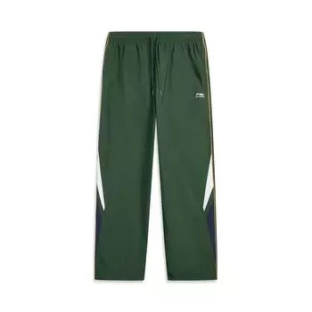 Li-Ning Модные брюки средней посадки, простые, удобные, с прямыми штанинами, цветные блоки, повседневные брюки, мужские брюки AYKV737-3 S