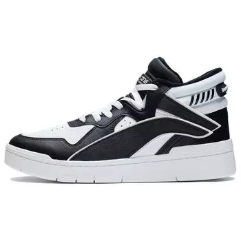Li-Ning Модные износостойкие теплые кроссовки для скейтбординга средней высоты, мужские кроссовки, черные, белые AGCS323-2 40