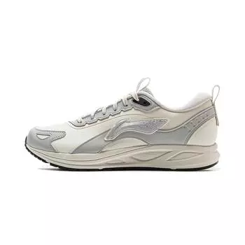 Li Ning Модные Повседневные Кроссовки с Низким Верхом, Нескользящие, Износостойкие, для Бега, Мужские, Бежевые/Серебристые, AGLU313-3 39