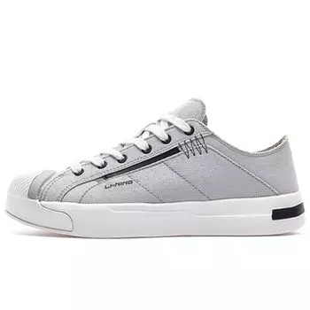 Li-Ning Модные универсальные нескользящие прочные легкие дышащие низкие парусиновые туфли мужские кроссовки серо-белые AGCQ037-5 39
