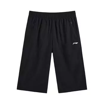 Li-Ning Модные Универсальные Удобные Мягкие Спортивные Повседневные Шорты Семь Восьмых Унисекс шорты Черный AKQV067-1 S