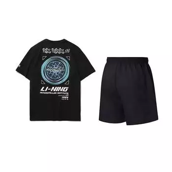 Li Ning Модный Универсальный Удобный Простой Повседневный Спортивный Костюм в Колледжском Стиле с Принтом на Спине Костюм Унисекс AHSU969-2+AKSV843-1 L