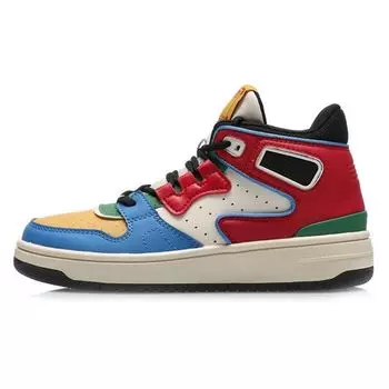 Li Ning Молодежные повседневные противоскользящие амортизирующие прочные дышащие кроссовки для скейтбординга средней высоты детские кроссовки для скейтбординга белые красные синие YKCQ292-7 31