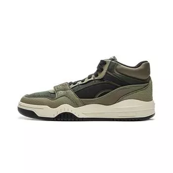 Li Ning Moon белые высокие повседневные универсальные толстые подошвы нескользящие износостойкие дышащие высокие кроссовки для скейтбординга мужские кроссовки зеленые AGCU347-6 41