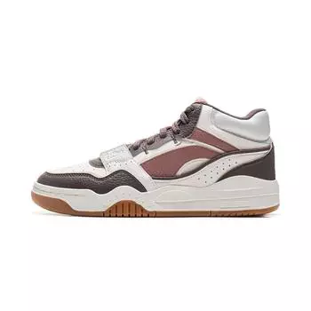 Li Ning Moon White Hi Casual Универсальные толстые подошвы Нескользящие износостойкие дышащие высокие кроссовки для скейтбординга Женские кроссовки коричневые AGCU314-6 37