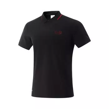 Li Ning Мягкая и Удобная Дышащая Комбинированная Универсальная Футболка-поло с Коротким Рукавом Мужские топы Черный APLV525-2 M